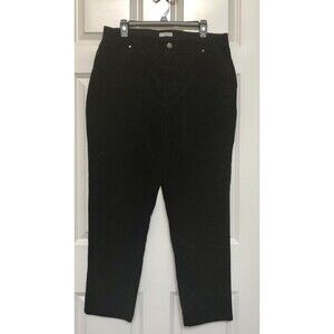 Croft & Barrow Corduroy Pants Black Stretch Cotton Spandex Zip Women's Size 16S